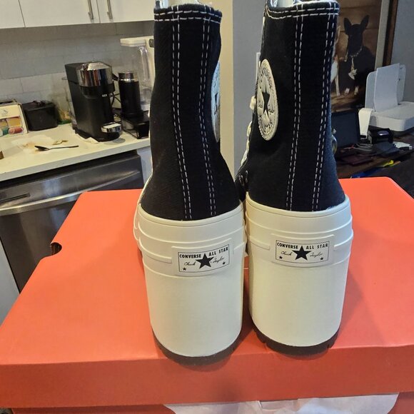 Converse Chuck 70 De Luxe Heel Hi Platform Shoes Women's 7 Black White NEW - Picture 7 of 9